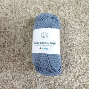 Hobbii Baby Cotton Midi Yarn 100% Organic Egyptian Cotton Color 07 Blue 50g